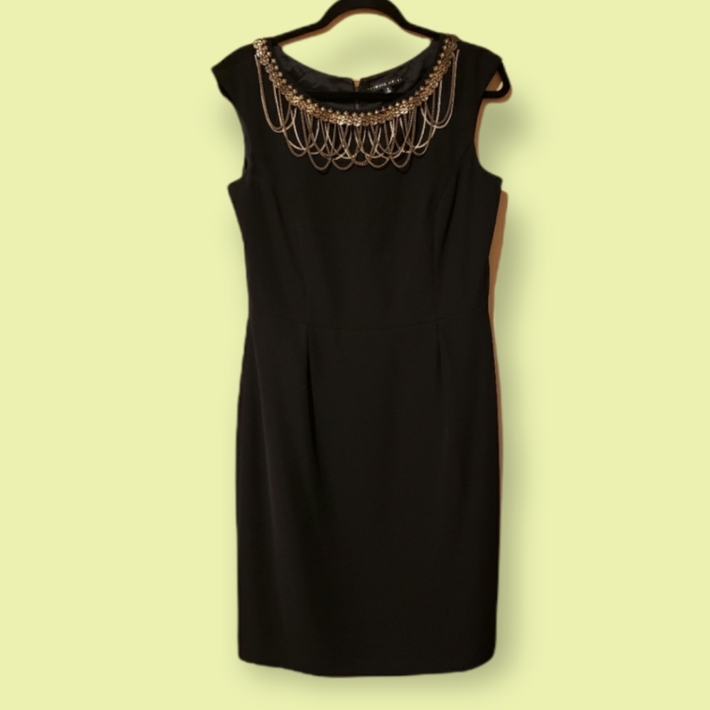 ANTONIO MELANI Embezzled Neck Black Dress - Size 8